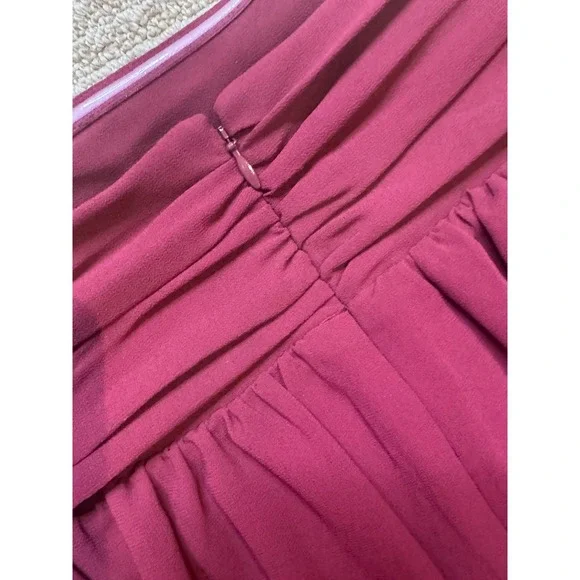 Lovers and Friends Burgundy Strapless Ruched Maxi Dress Wine Bridesmaid Gown L - Picture 7 of 9